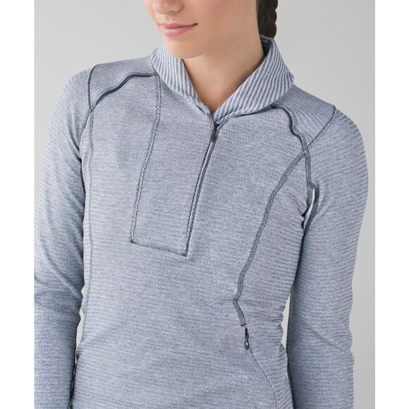 Lululemon Think Fast Pullover Mini Check Pique White Heathered Slate sz 4 - Picture 3 of 7
